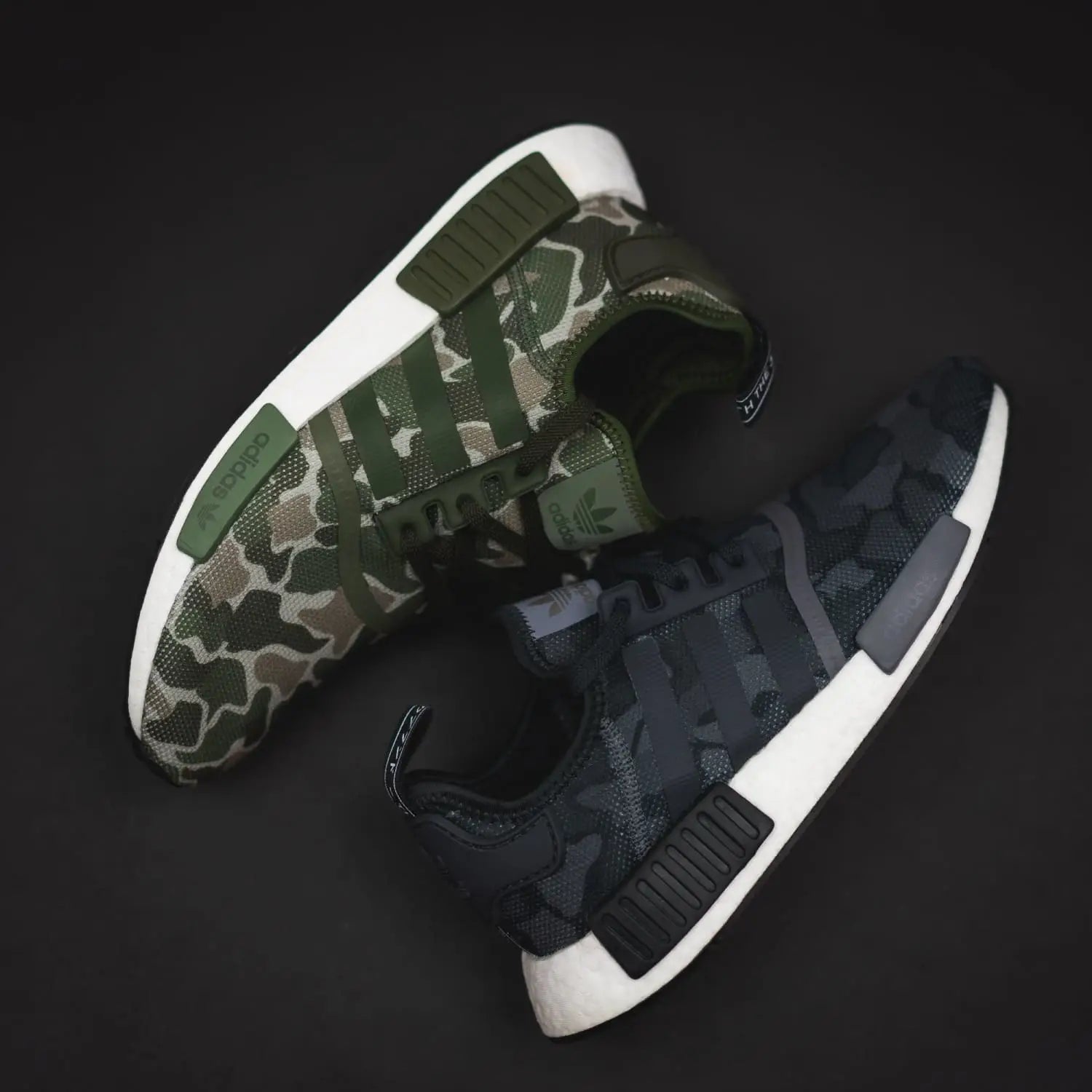 Adidas Originals NMD R1 Boost Duck Camo Black Grey Sesame Green D96616 D96617 Solestop