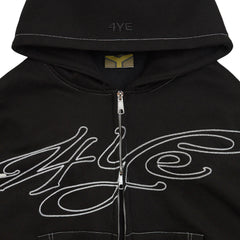4YE Signature Zip Hoodie - Black/White