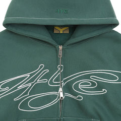 4YE Signature Zip Hoodie - Dark Green/White