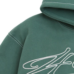 4YE Signature Zip Hoodie - Dark Green/White