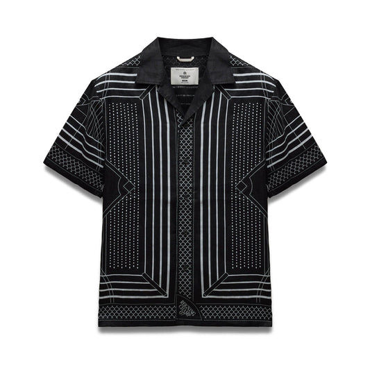 Reigning Champ Linen Arena Relaxed Camp Shirt Black White