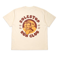 Solestop Run Club Mascot Loose Fit Boxy Cropped T-Shirt Apricot