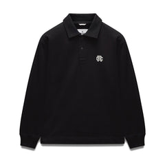 Reigning Champ Midweight Terry Monogram Standard Rugby Sweatshirt Black White
