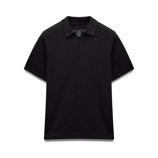 Reigning Champ Cotton Linen Victor Polo Black