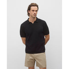 Reigning Champ Cotton Linen Victor Polo Black