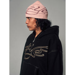 4YE Signature Ribbed Beanie - Pink/Maroon