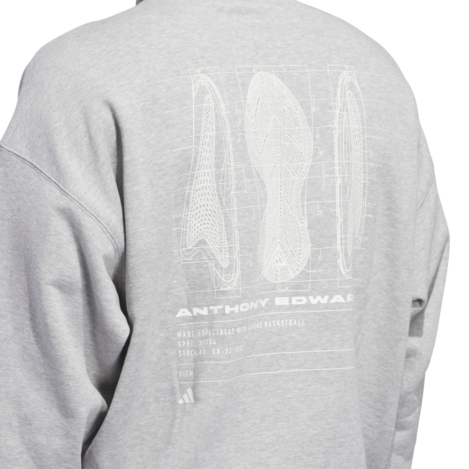 Adidas Men Anthony Edwards Graphic Fleece Pullover Grey JY3974 - SWEATERS - Canada