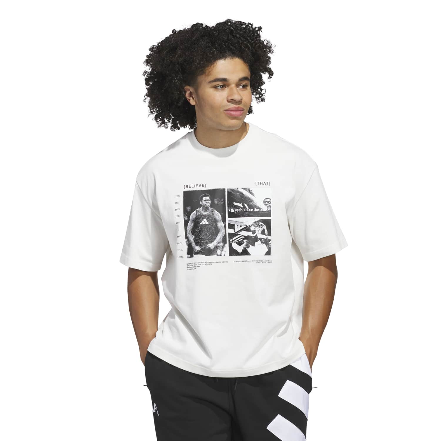 Adidas Men Anthony Edwards Tee White - T-SHIRTS - Canada