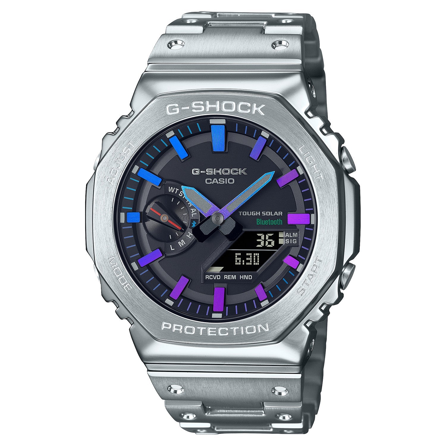 Casio G Shock 2100 Full Metal Silver Blue Purple GMB2100PC – JecrShops