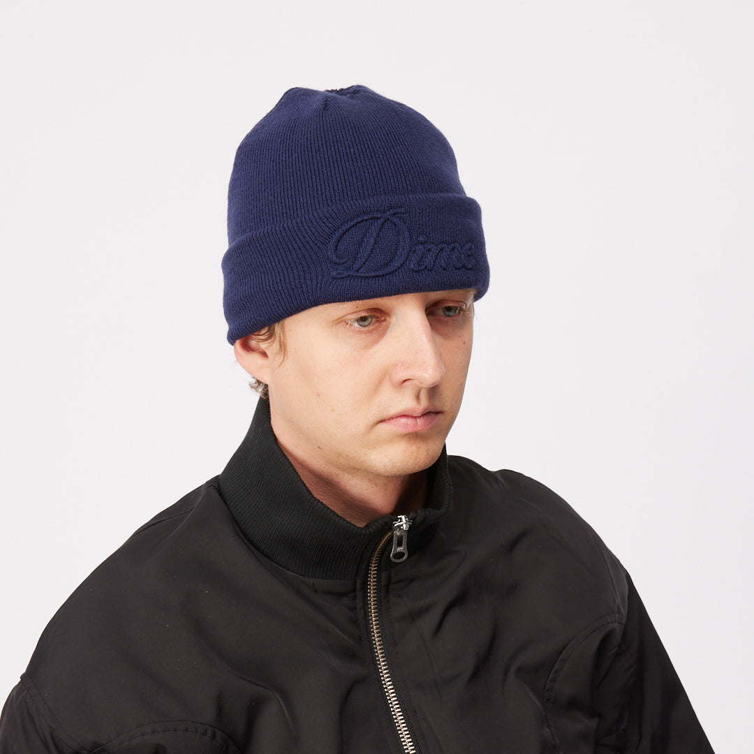 Dime Cursive Fold Beanie Navy HEADWEAR Canada