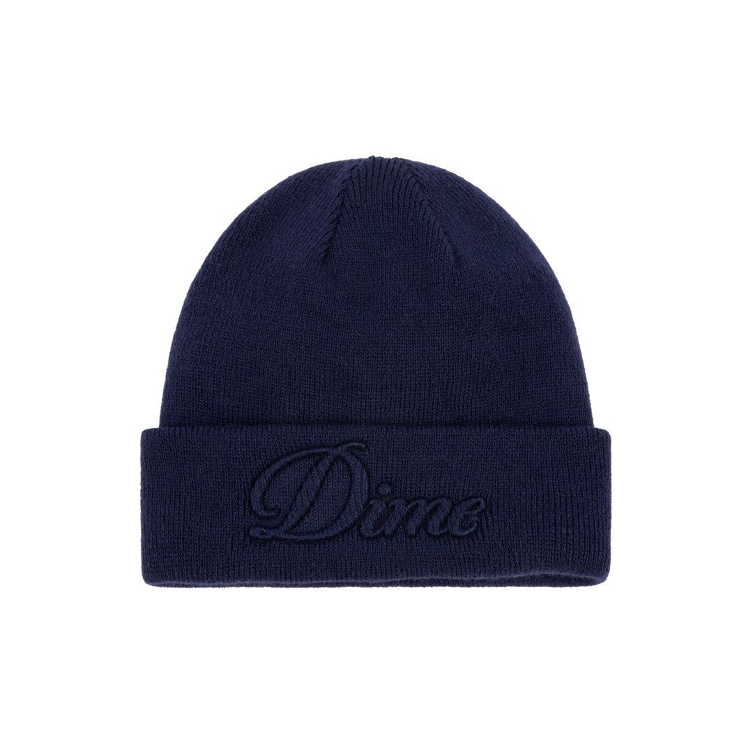 Dime Cursive Fold Beanie Navy HEADWEAR Canada
