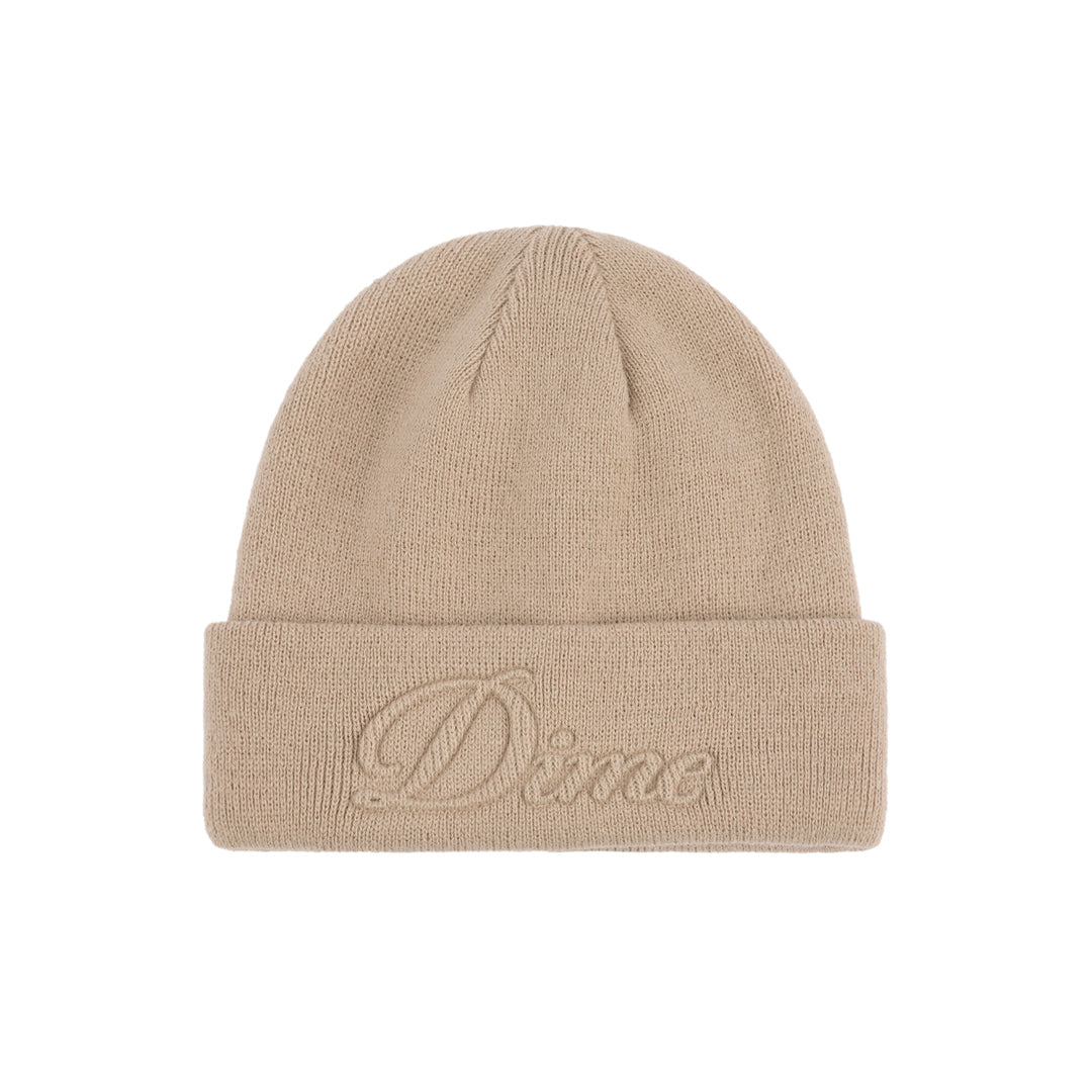 Dime Cursive Fold Beanie Tan HEADWEAR Canada