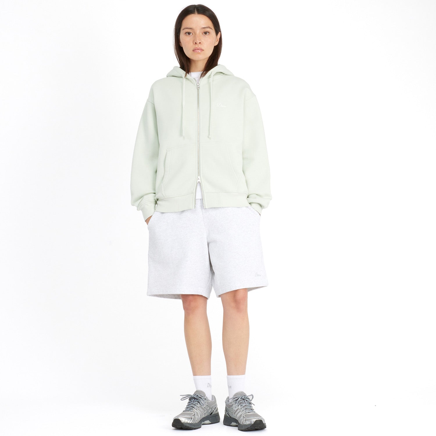 Dime Cursive Small Logo Zip Hoodie Mint - SWEATERS - Canada