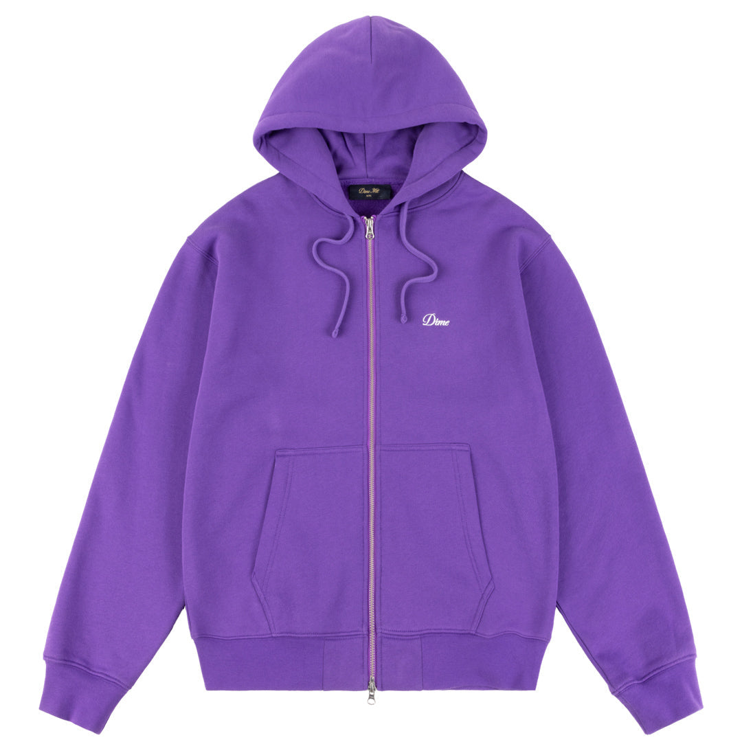 Dime Cursive Zip Hoodie Dark Purple SWEATERS Canada
