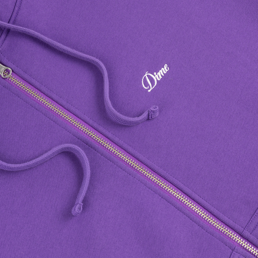 Dime Cursive Zip Hoodie Dark Purple SWEATERS Canada