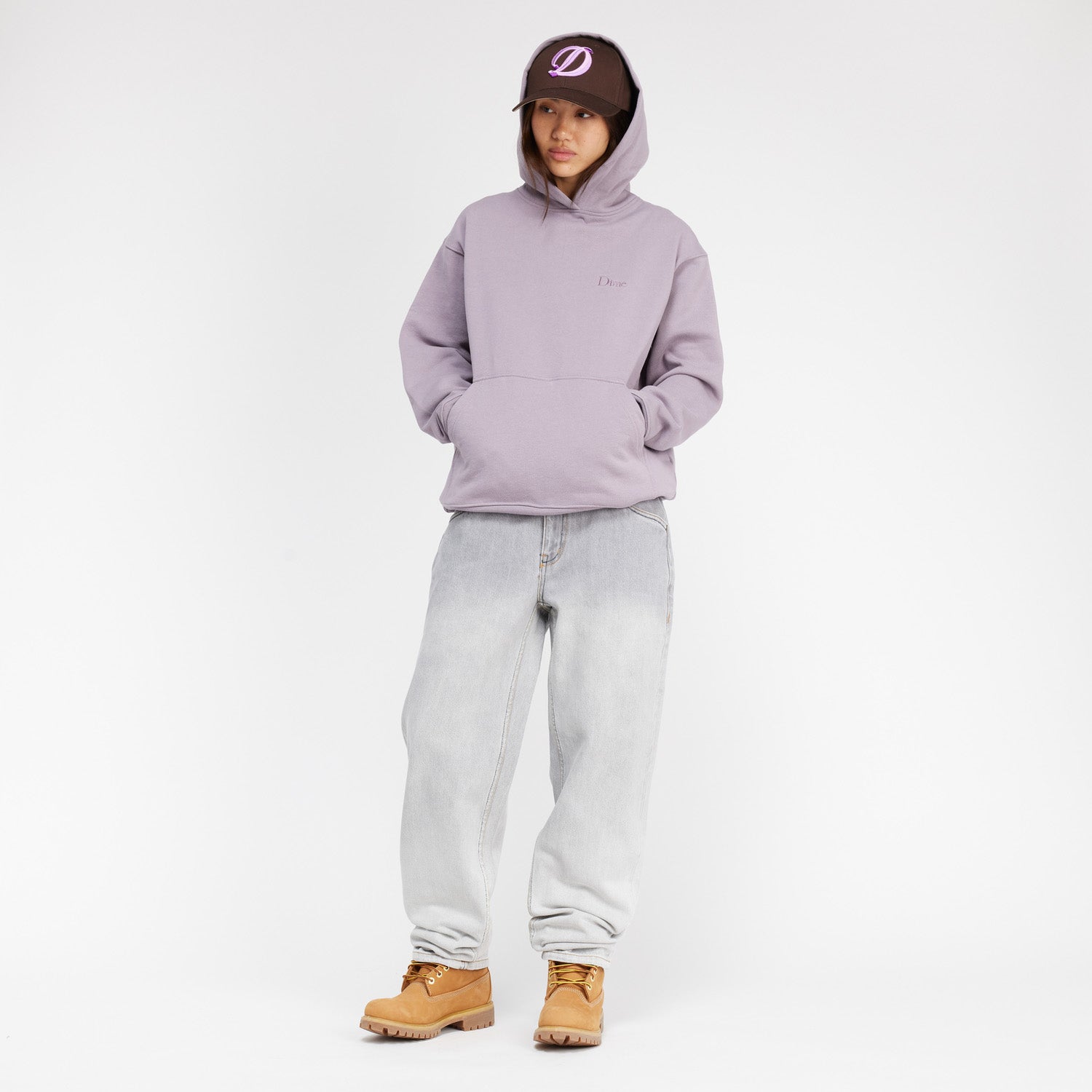 Dime Men Classic Small Logo Hoodie Plum Gray - SWEATERS - Canada