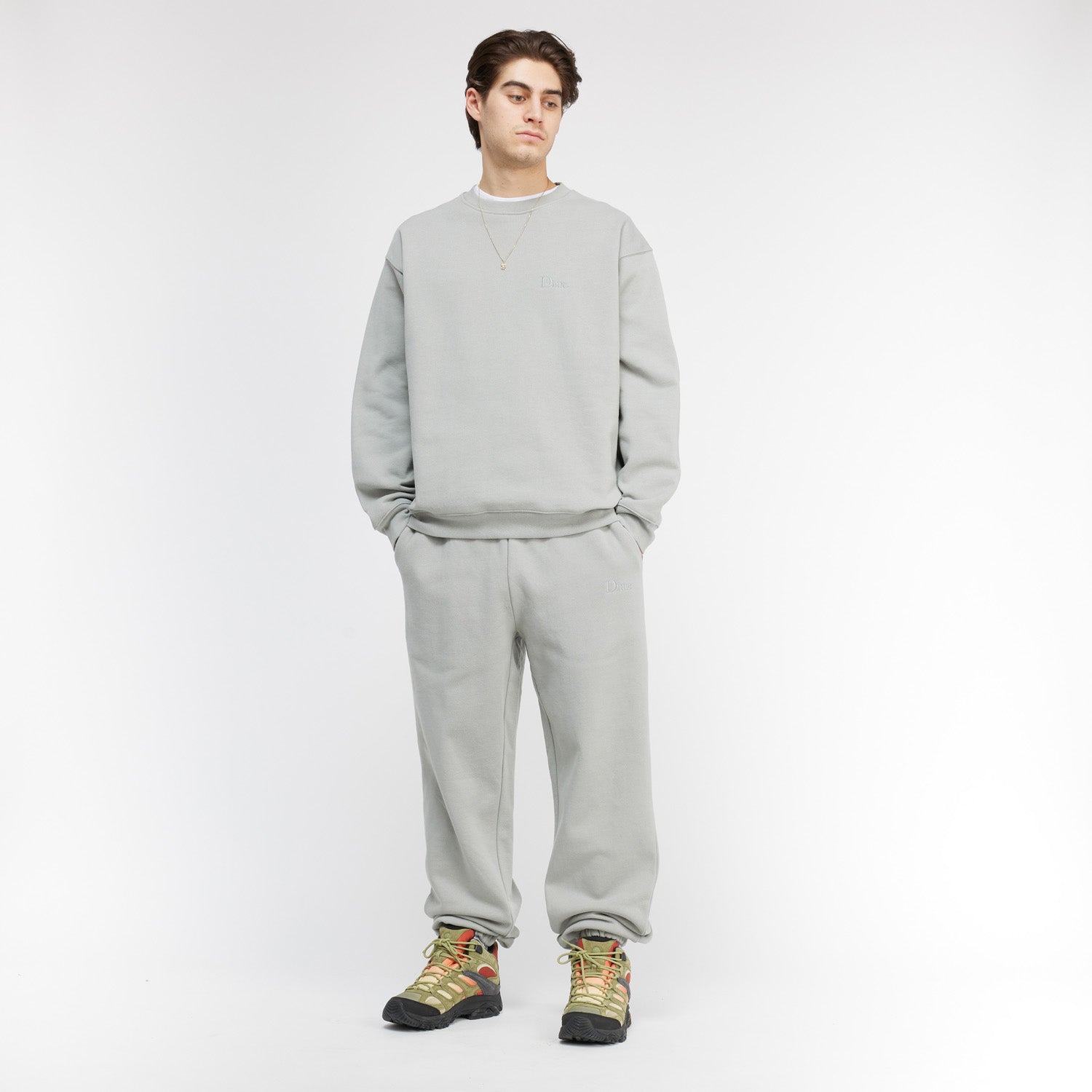 Dime Men Classic Small Logo Sweatpants Gravel - BOTTOMS - Canada
