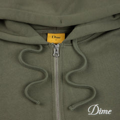 Dime Men Cursive Small Logo Zip-Hoodie Army Green - SWEATERS - Canada