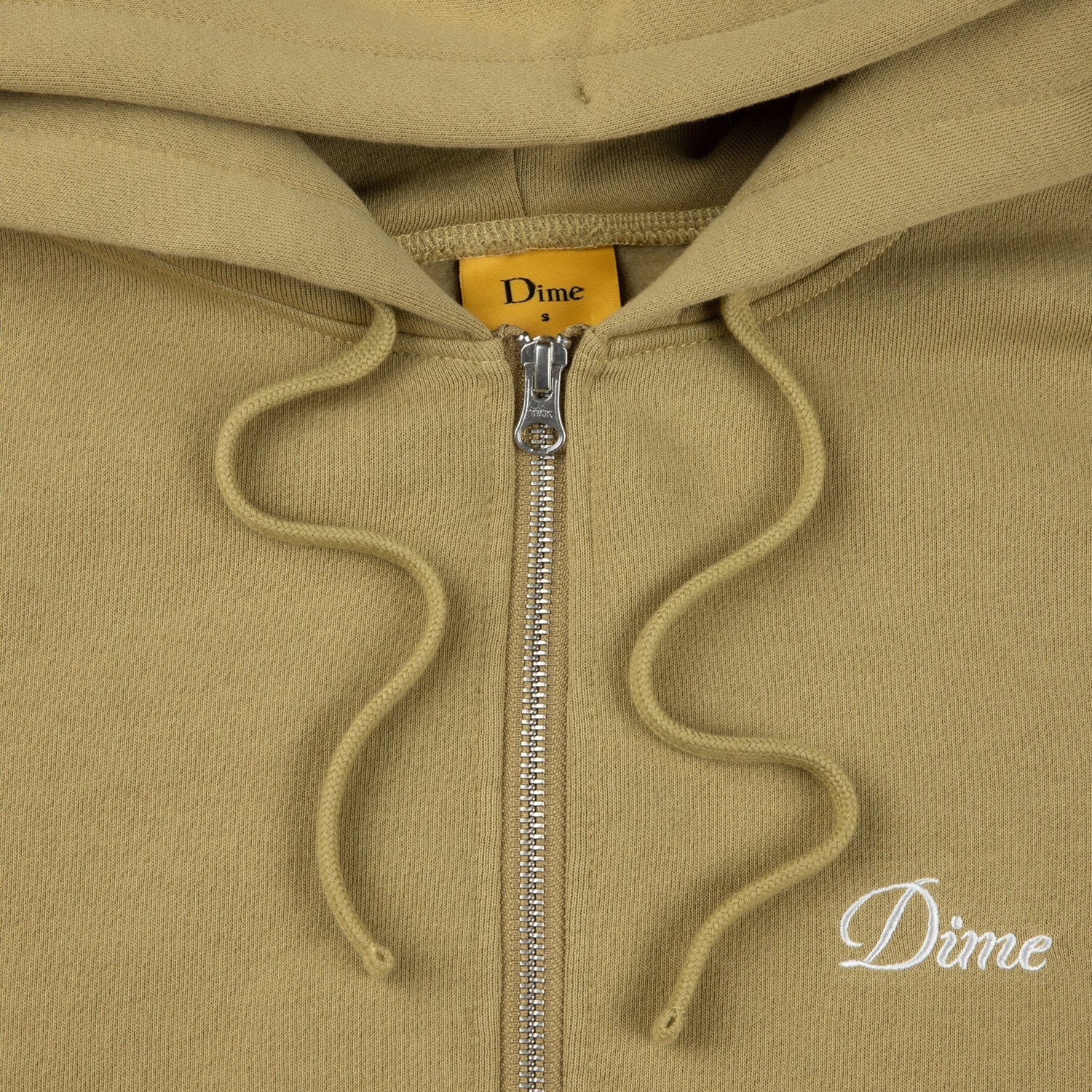 Dime Men Cursive Small Logo Zip-Hoodie Oak - SWEATERS - Canada
