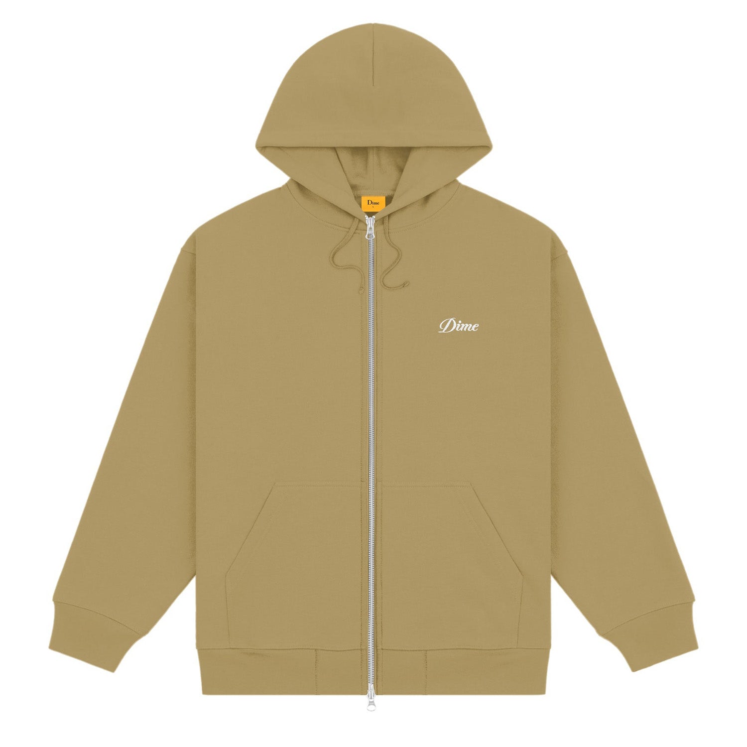 Dime Men Cursive Small Logo Zip-Hoodie Oak - SWEATERS - Canada