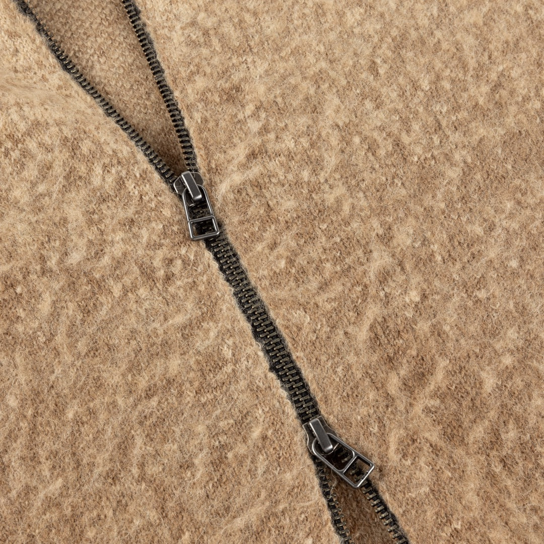 Dime Mohair Double Zip Knit Camel - SWEATERS - Canada