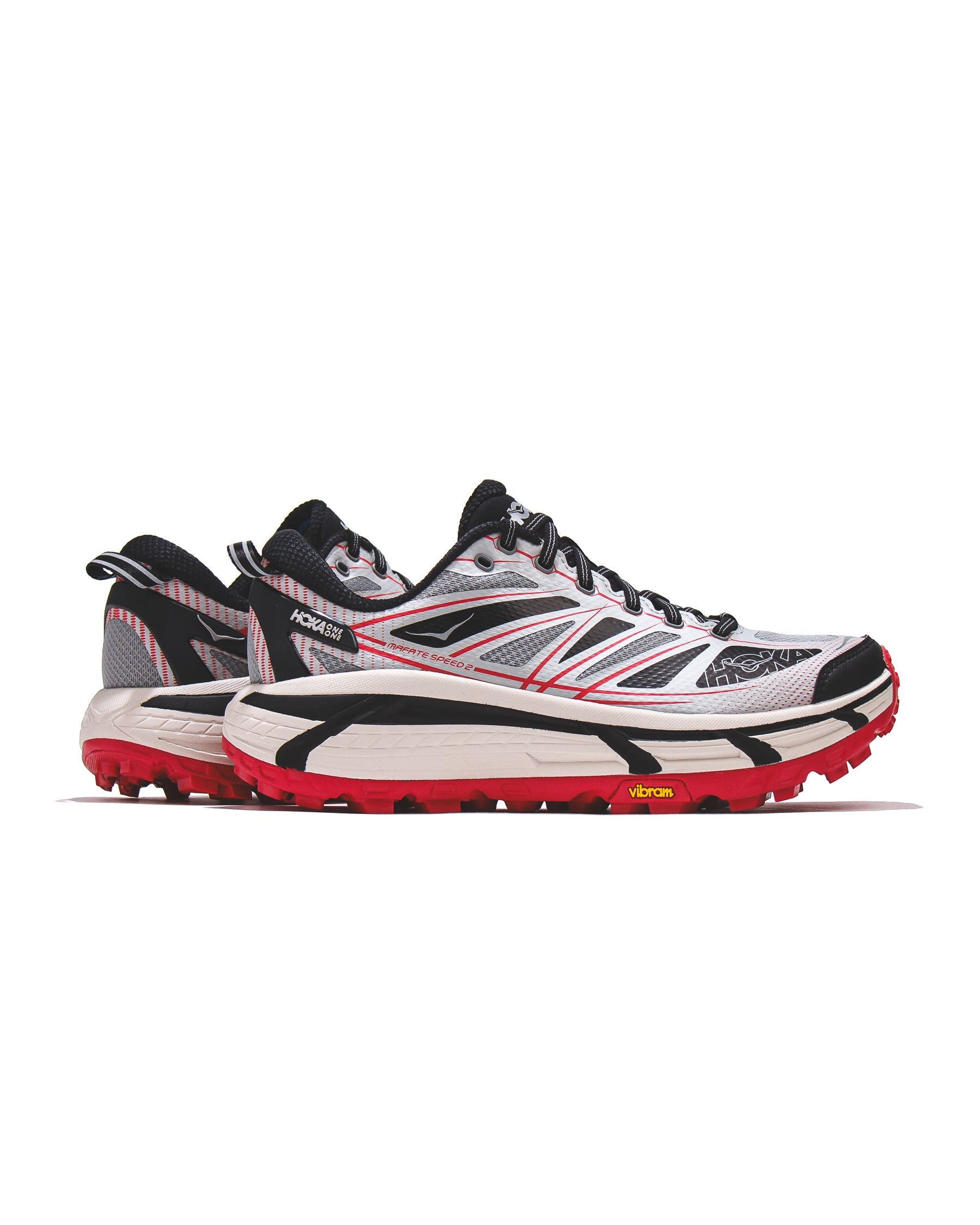 Hoka One One Unisex Mafate Speed 2 Galactic Grey Ruby Red 1126851-GTCG - FOOTWEAR - Canada