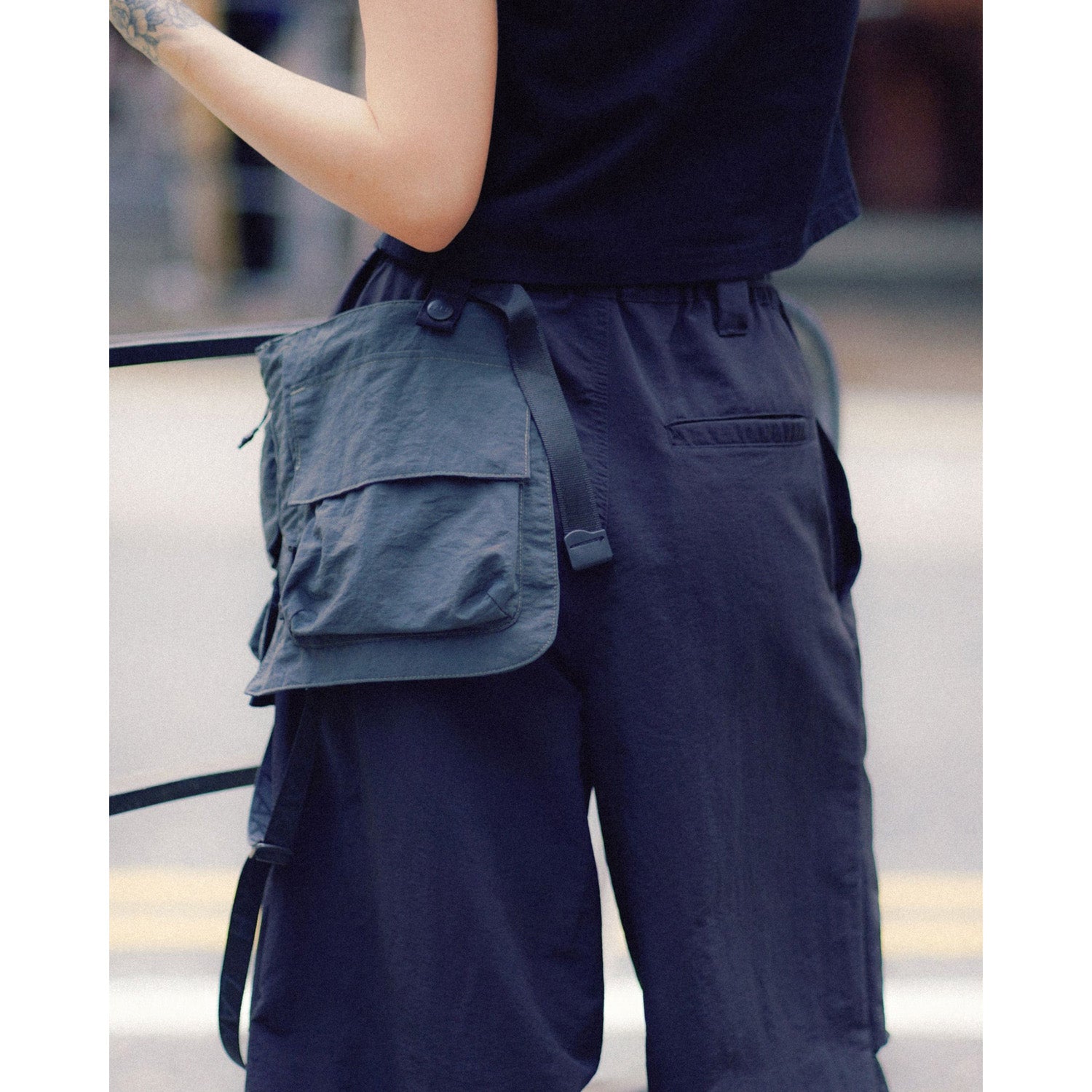 LAKH Conversion Flared Half-Pants Black - BOTTOMS - Canada