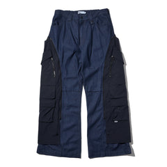 LAKH Detachable Ten Pockets Cargo Pants Denim Navy - BOTTOMS - Canada