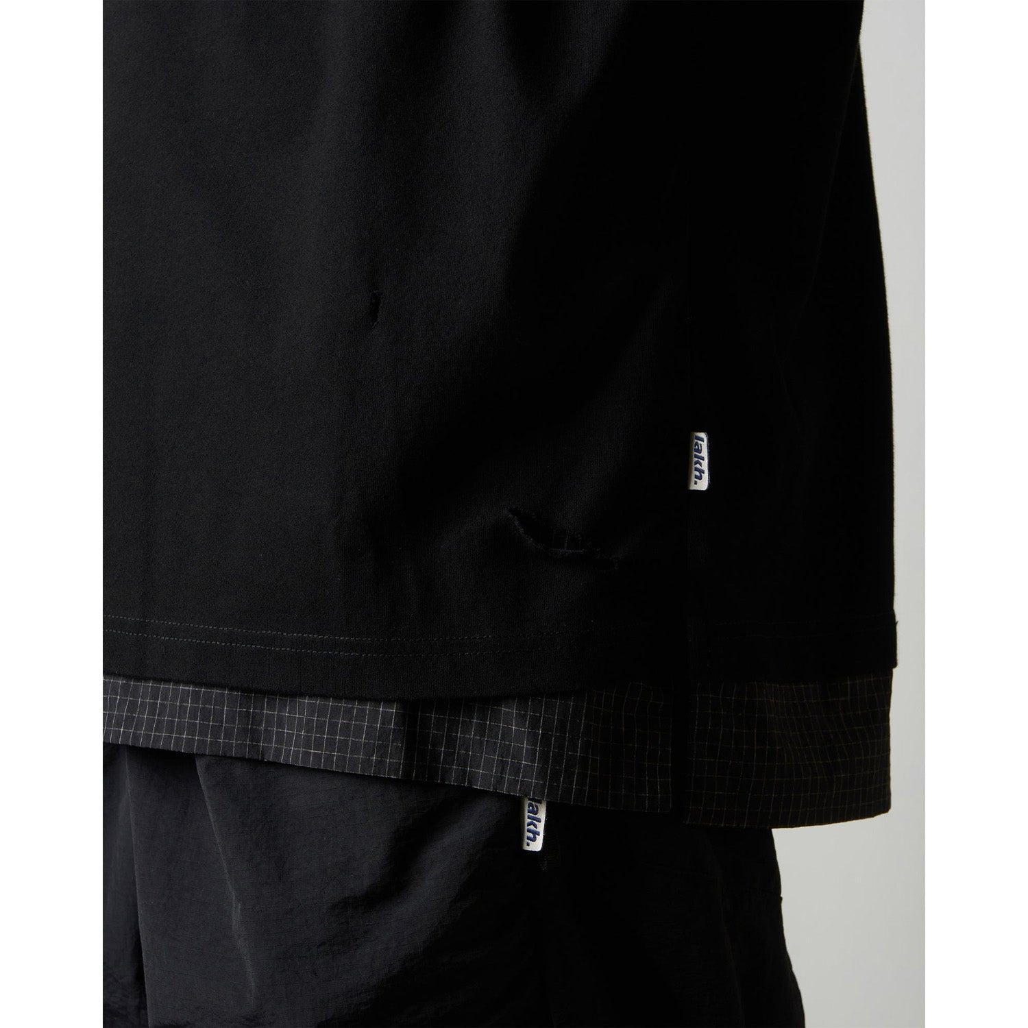 LAKH Distressed Patch Layering Tee Black - T-SHIRTS - Canada