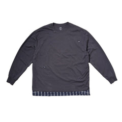 LAKH Distressed Patch Layering Tee DK Grey - T-SHIRTS - Canada