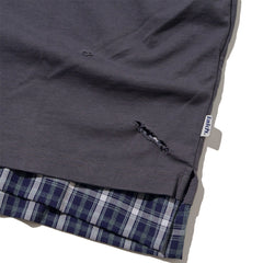 LAKH Distressed Patch Layering Tee DK Grey - T-SHIRTS - Canada