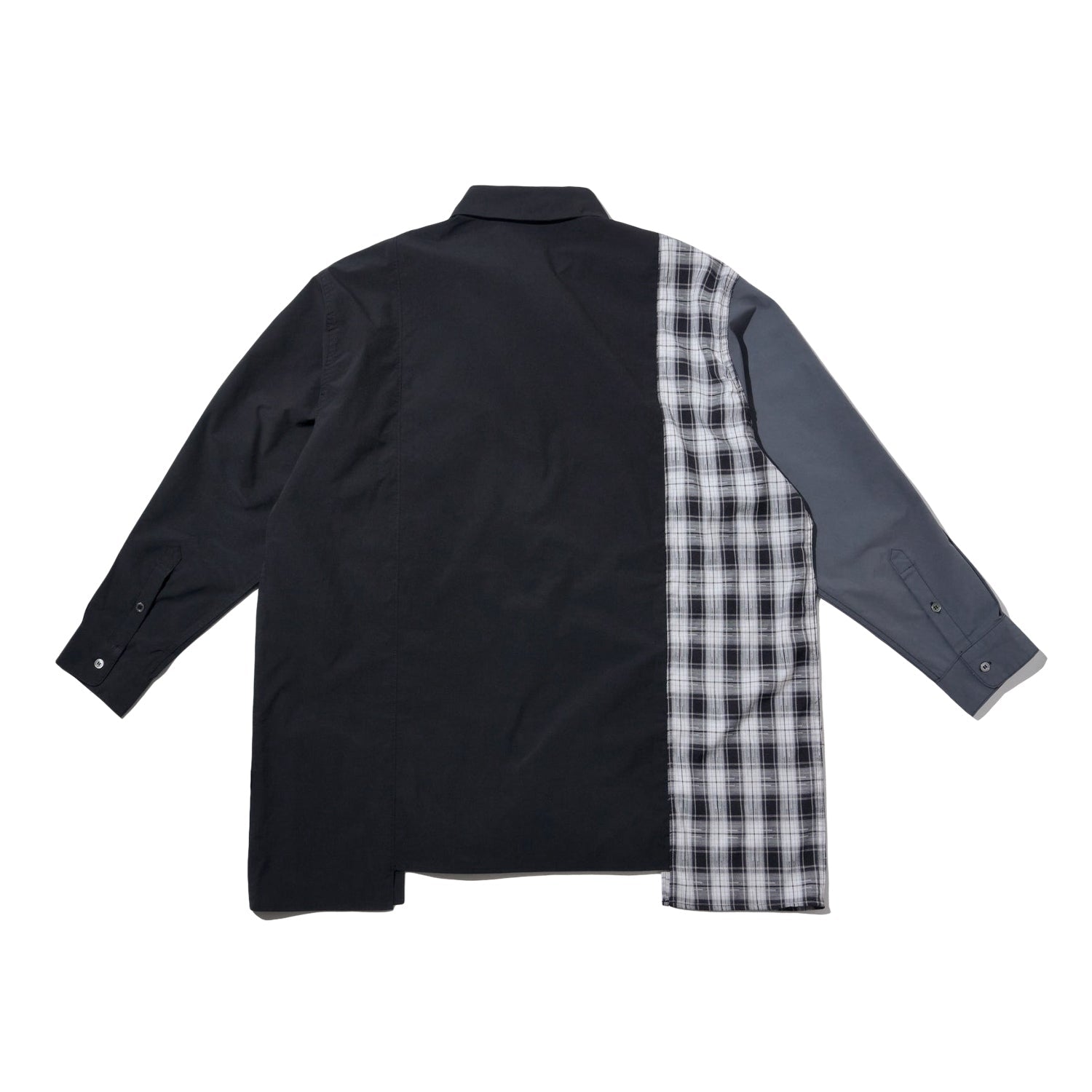 LAKH Paneled Patchwork Long Shirt Black - TOPS - Canada