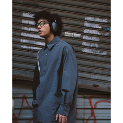 LAKH Paneled Patchwork Long Shirt Black - TOPS - Canada