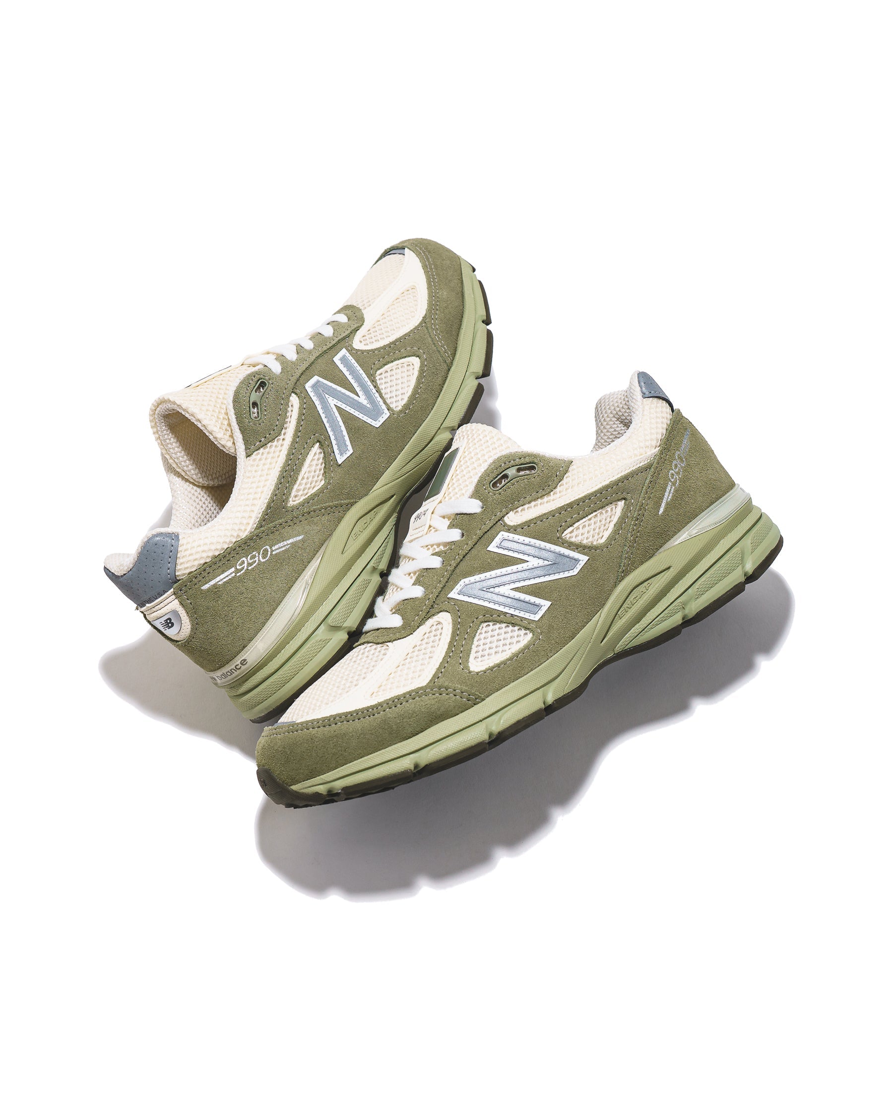 New Balance Unisex Made in USA 990v4 Olive Leaf U9901MX - FOOTWEAR - Canada