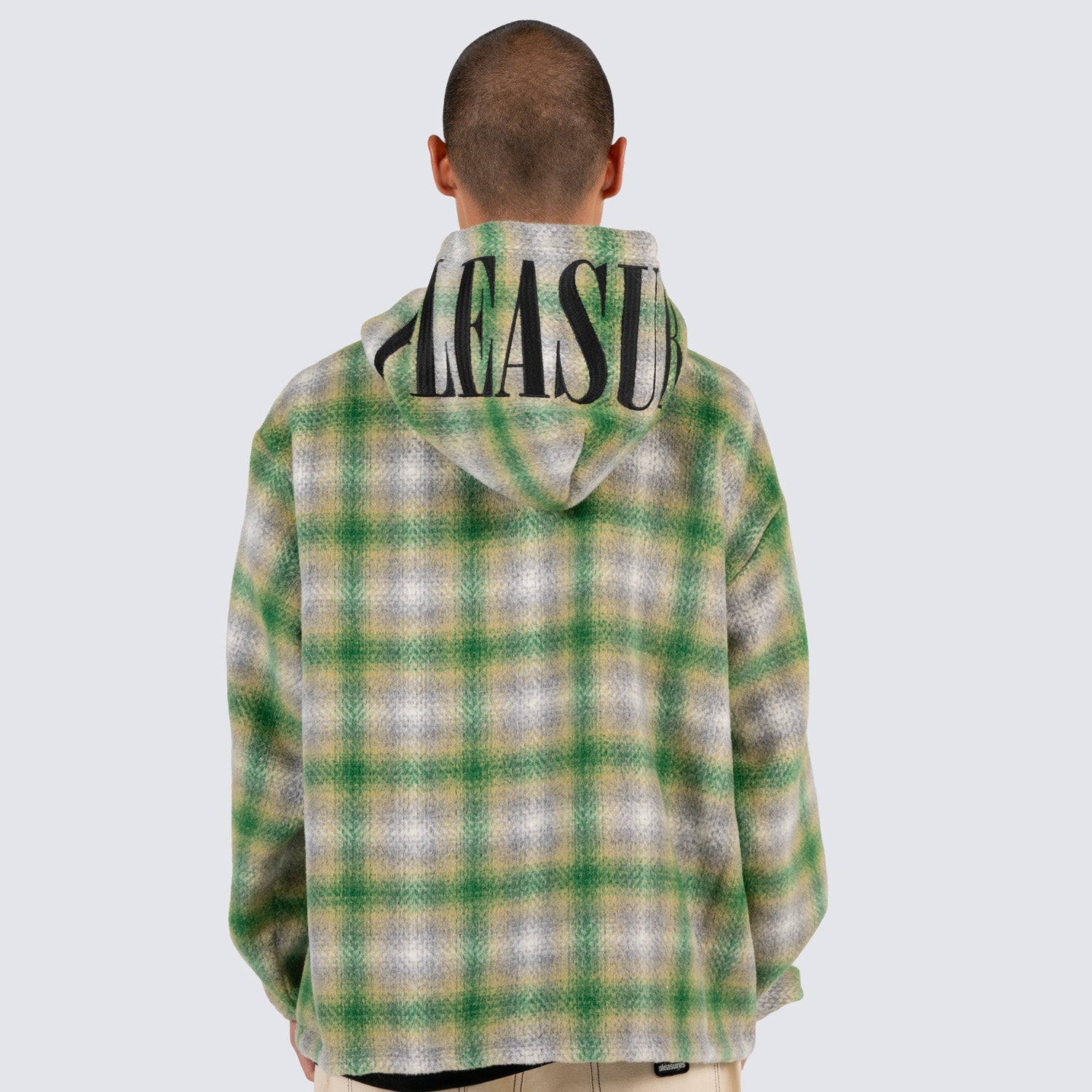 Pleasures Men Beyond Plaid Woven Hoodie Green - SWEATERS - Canada