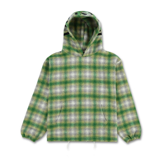 Pleasures Men Beyond Plaid Woven Hoodie Green - SWEATERS - Canada