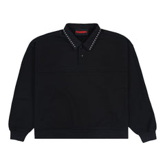 Pleasures Men Tweak Studded Polo Sweatshirt Black - SWEATERS - Canada