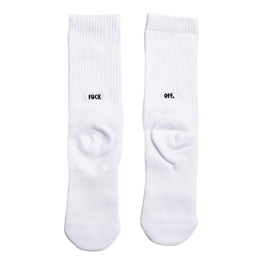 Raised By Wolves Fuck Off Crew Socks White - ACCESSORIES - Canada