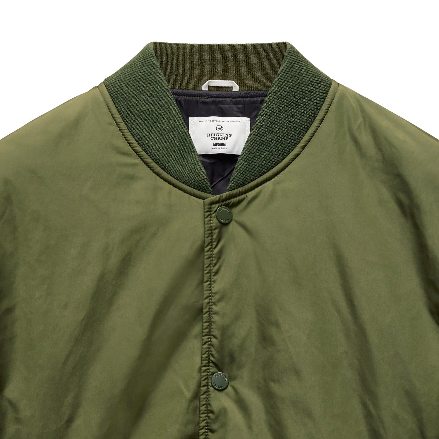 Reigning Champ Men Econyl Satin Nylon Stadium Jacket Fatigue RC-4288-FTG - OUTERWEAR - Canada