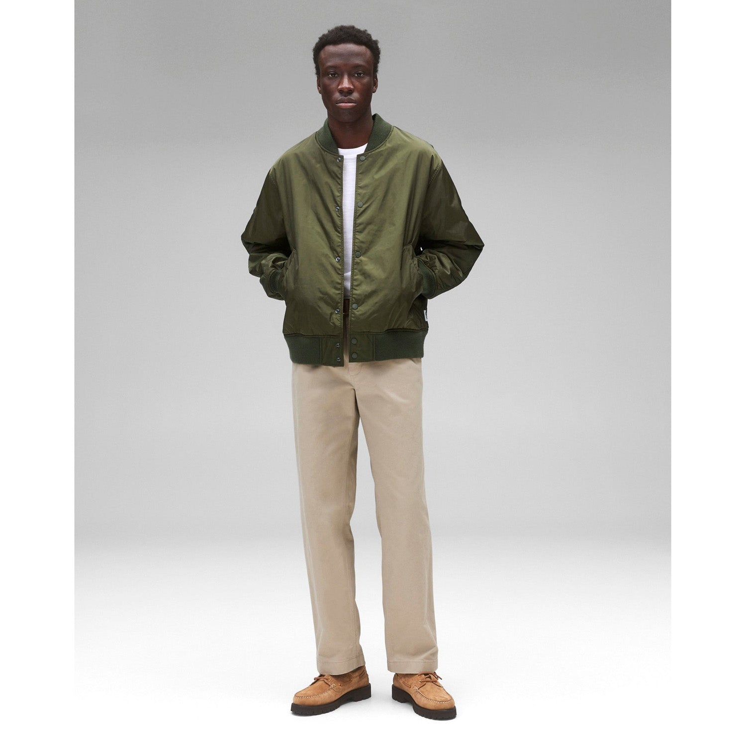 Reigning Champ Men Econyl Satin Nylon Stadium Jacket Fatigue RC-4288-FTG - OUTERWEAR - Canada