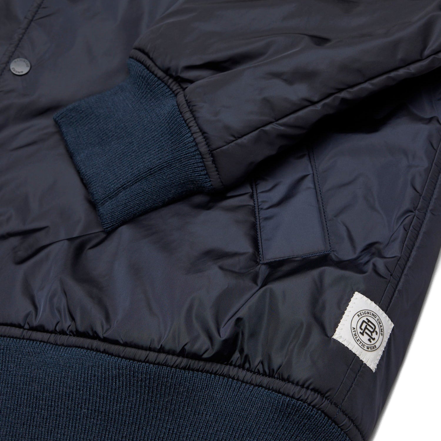 Reigning Champ Men Econyl Satin Nylon Stadium Jacket Navy RC-4288-NVY - OUTERWEAR - Canada