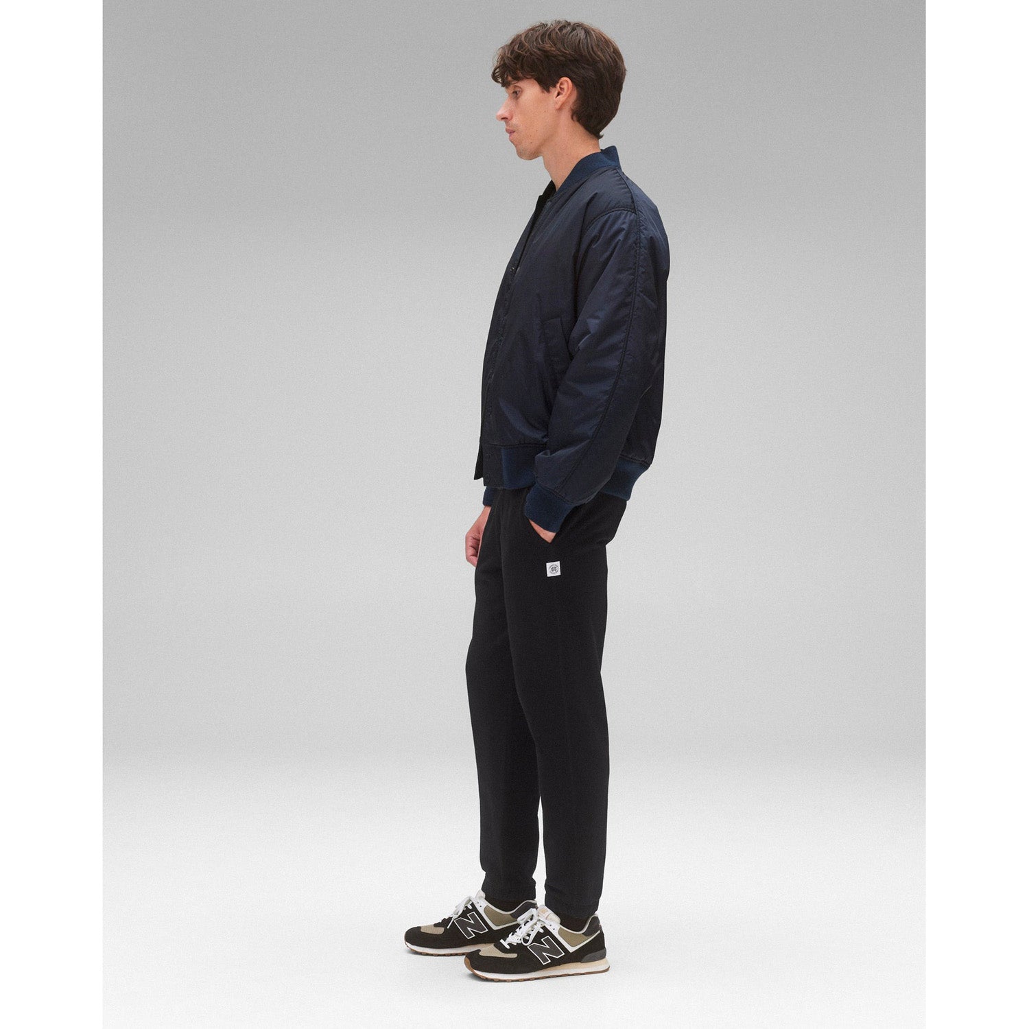 Reigning Champ Men Econyl Satin Nylon Stadium Jacket Navy RC-4288-NVY - OUTERWEAR - Canada