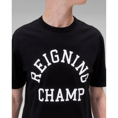 Reigning Champ Men Knit Lightweight Jersey Arch Logo T-Shirt Black White - T-SHIRTS - Canada