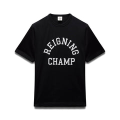 Reigning Champ Men Knit Lightweight Jersey Arch Logo T-Shirt Black White - T-SHIRTS - Canada