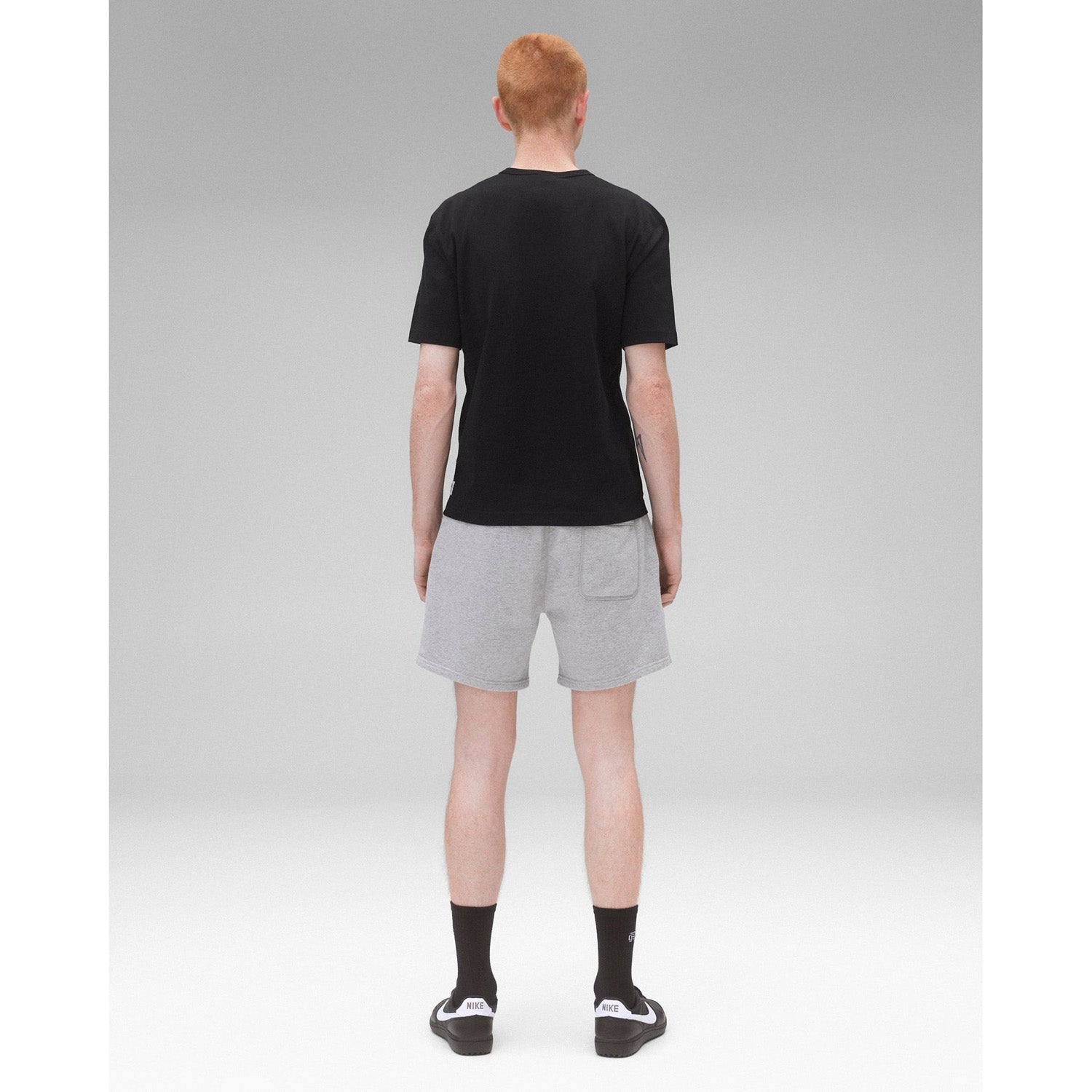 Reigning Champ Men Knit Lightweight Jersey Arch Logo T-Shirt Black White - T-SHIRTS - Canada