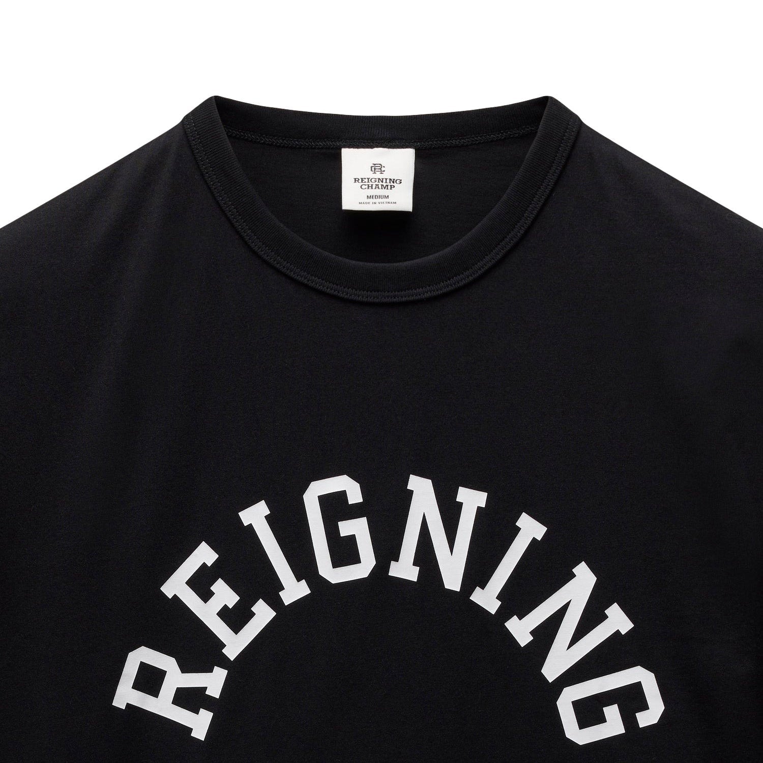 Reigning Champ Men Knit Lightweight Jersey Arch Logo T-Shirt Black White - T-SHIRTS - Canada