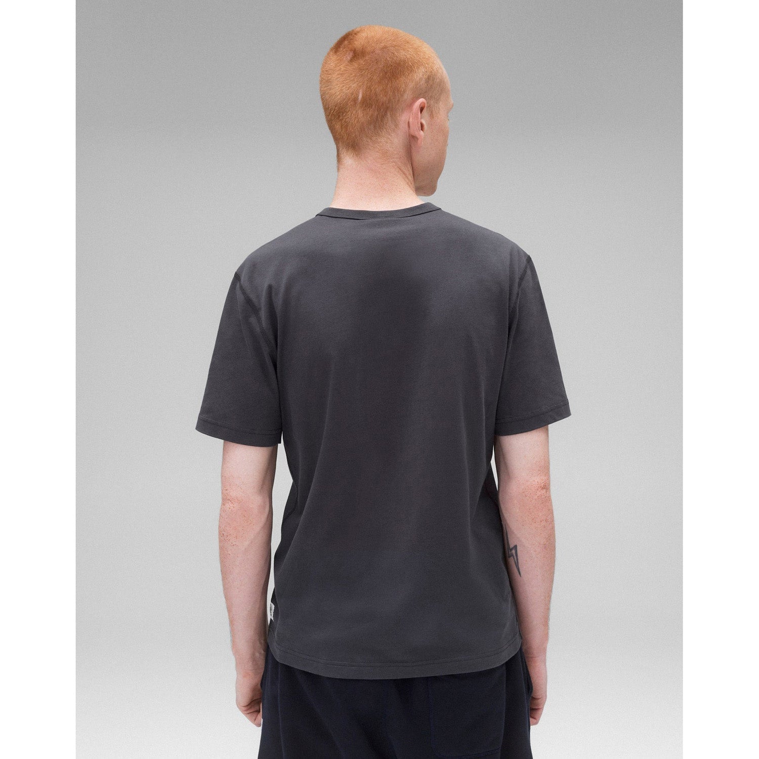 Reigning Champ Men Knit Lightweight Jersey Arch Logo T-Shirt Midnight White - T-SHIRTS - Canada