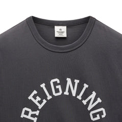 Reigning Champ Men Knit Lightweight Jersey Arch Logo T-Shirt Midnight White - T-SHIRTS - Canada