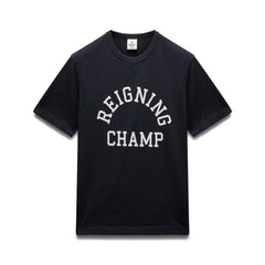Reigning Champ Men Knit Lightweight Jersey Arch Logo T-Shirt Navy White - T-SHIRTS - Canada