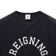 Reigning Champ Men Knit Lightweight Jersey Arch Logo T-Shirt Navy White - T-SHIRTS - Canada